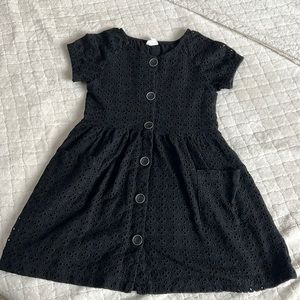 Zara kids black eyelet button down dress